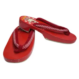 Vintage 1997 Hello Kitty Wooden Geta Sandals Japan Sanrio Red Flip Flops Kids