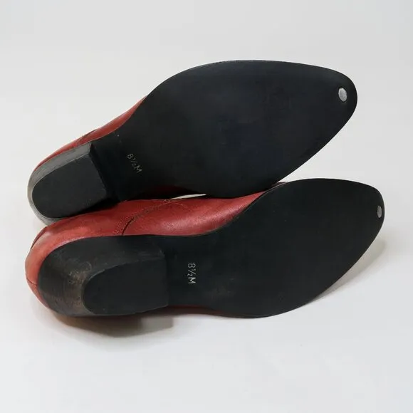 Vintage 90s Durango Red Leather Cowboy Boot Mules