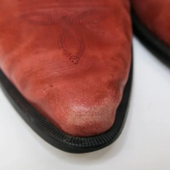 Vintage 90s Durango Red Leather Cowboy Boot Mules