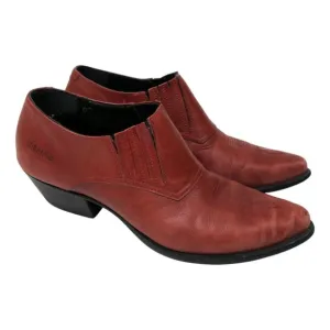 Vintage 90s Durango Red Leather Cowboy Boot Mules