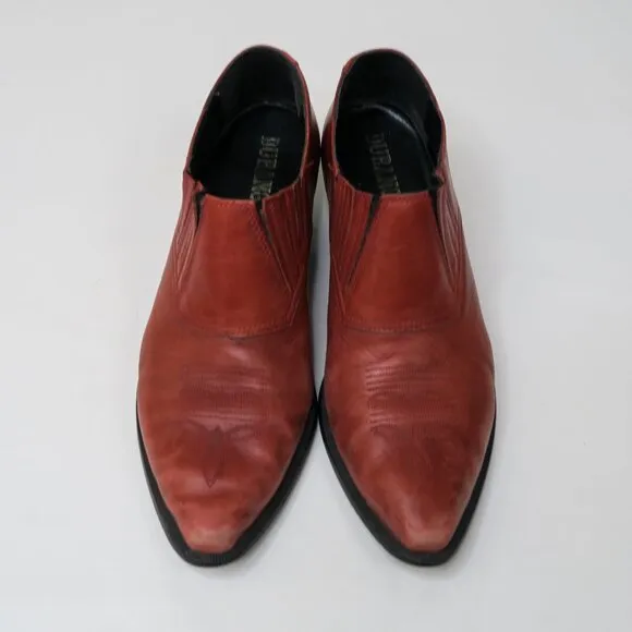 Vintage 90s Durango Red Leather Cowboy Boot Mules