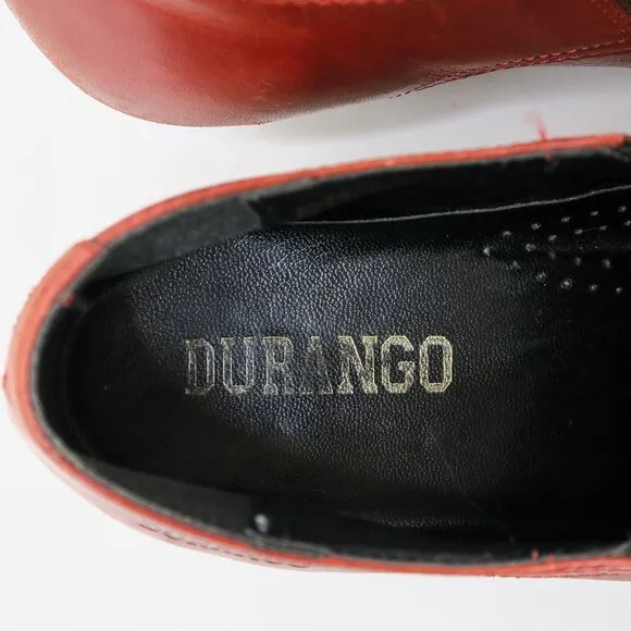 Vintage 90s Durango Red Leather Cowboy Boot Mules