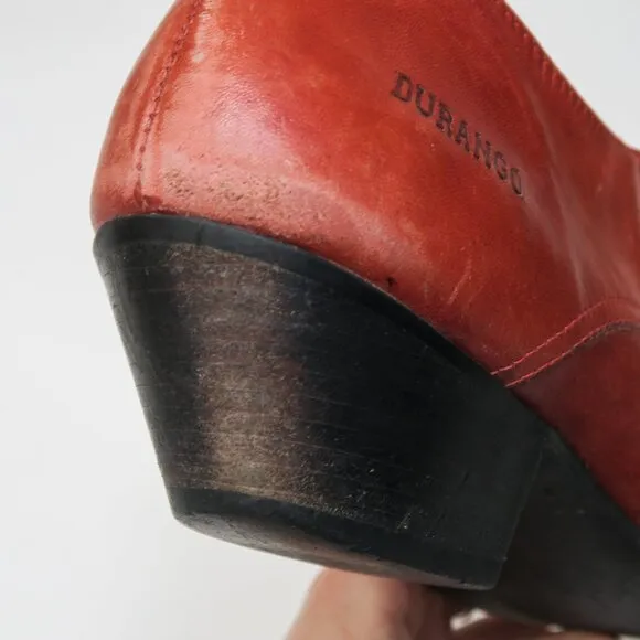 Vintage 90s Durango Red Leather Cowboy Boot Mules