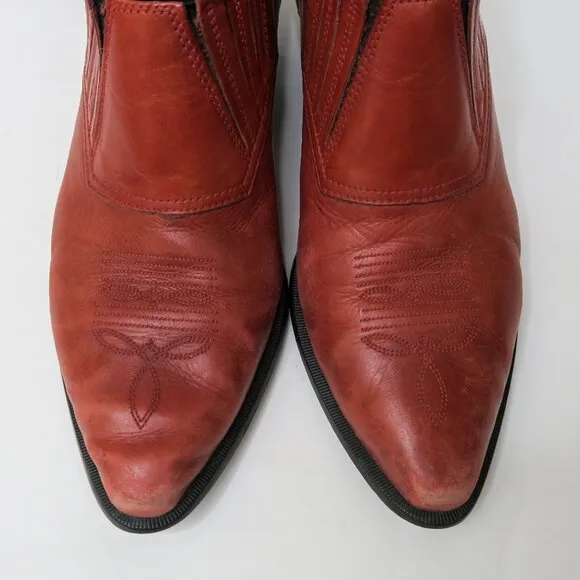 Vintage 90s Durango Red Leather Cowboy Boot Mules