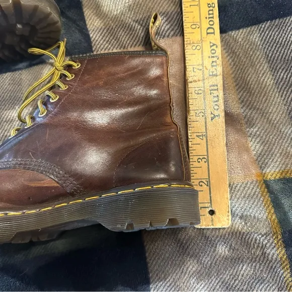 vintage • dr martens doc england MIE rare 90's boots 1460 tan analaline brown