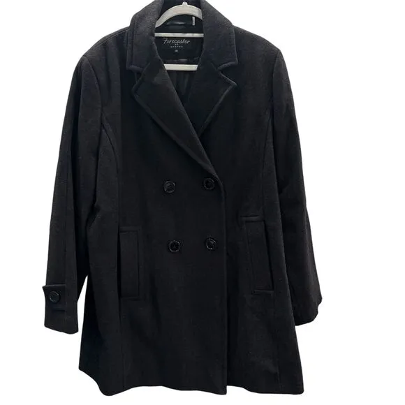 Vintage Forecaster of Boston Wool Blend Coat Double Breasted Long Blazer Plus 18