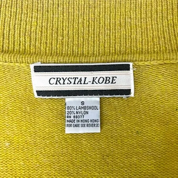 Vintage Krystal Kobe Mustard Yellow &amp; Green Lambswool Jacket - Size Small