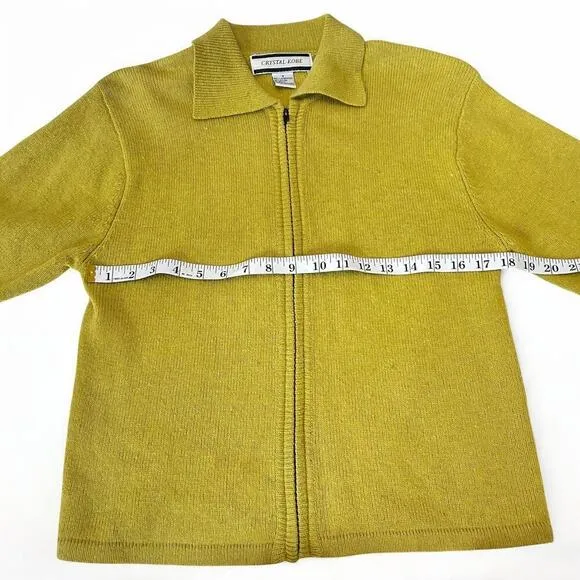 Vintage Krystal Kobe Mustard Yellow &amp; Green Lambswool Jacket - Size Small