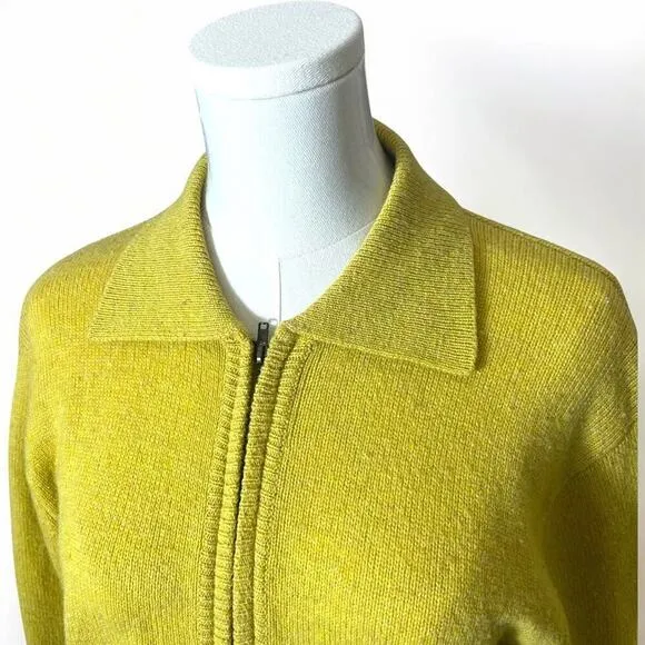 Vintage Krystal Kobe Mustard Yellow &amp; Green Lambswool Jacket - Size Small