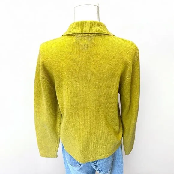 Vintage Krystal Kobe Mustard Yellow &amp; Green Lambswool Jacket - Size Small