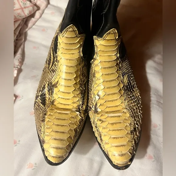Vintage Leather Snakeskin Cowboy Boots snake rare western 90s