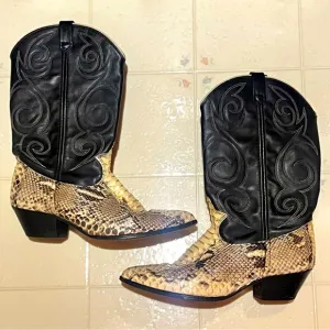 Vintage Leather Snakeskin Cowboy Boots snake rare western 90s