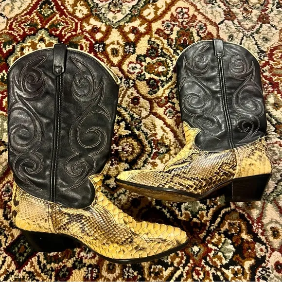 Vintage Leather Snakeskin Cowboy Boots snake rare western 90s