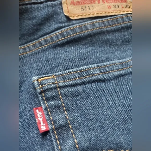 Vintage Levis 511 Big E Red Tab Dark Blue Denim Jeans 34x30 PC9-04511-5314
