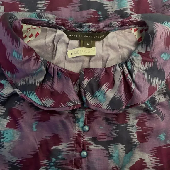 Vintage Marc by Marc Jacobs Abstract Print Puff Sleeve Peter Pan Collar Dress 8