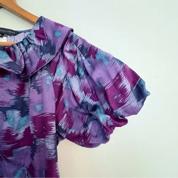 Vintage Marc by Marc Jacobs Abstract Print Puff Sleeve Peter Pan Collar Dress 8