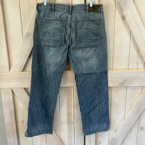 Vintage Ralph Lauren Mens Jeans 38x30 100% Cotton Ayton Carpenter Blue Relaxed