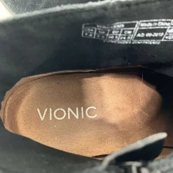 VIONIC Black Suede Leather Ankle Boots