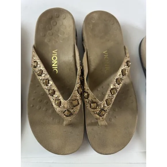 Vionic Bundle Lot of 3 Sets of Sandals Aloe &amp; Floriana Flip Flops Women's Size 9