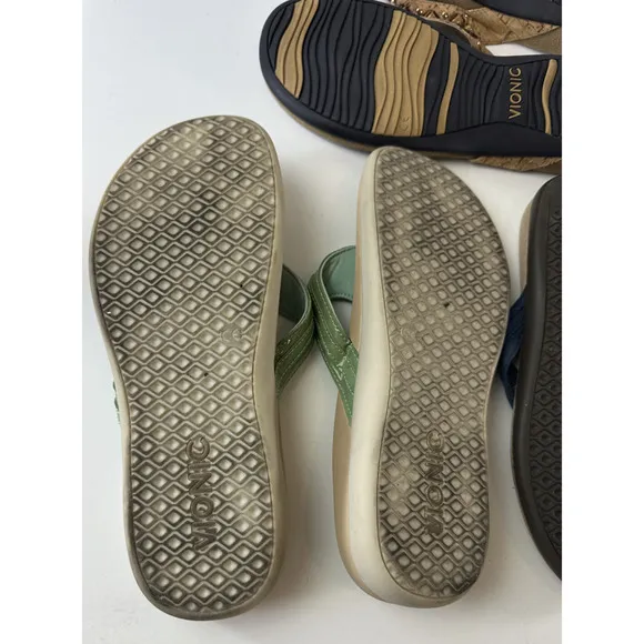 Vionic Bundle Lot of 3 Sets of Sandals Aloe &amp; Floriana Flip Flops Women's Size 9