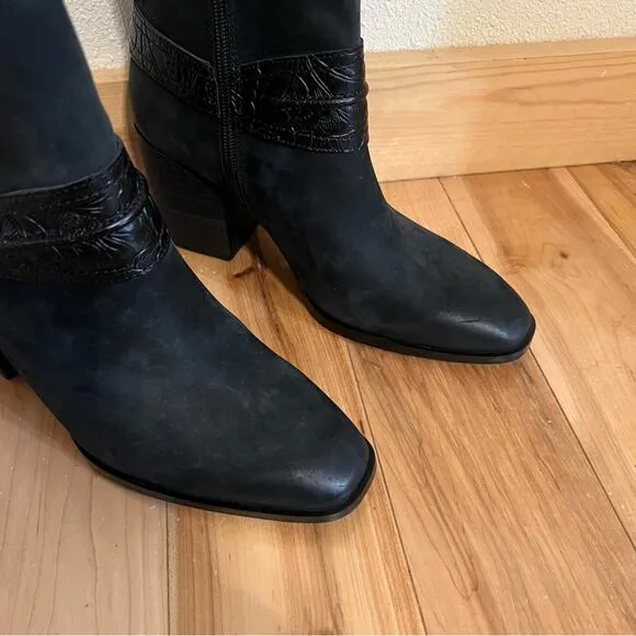Vionic Carnelia black suede leather heeled ankle boots water repellent NEW 8M
