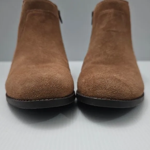 Vionic Finn Ankle Bootie Western Water Repellent Hazelnut Brown Suede Size 9.5