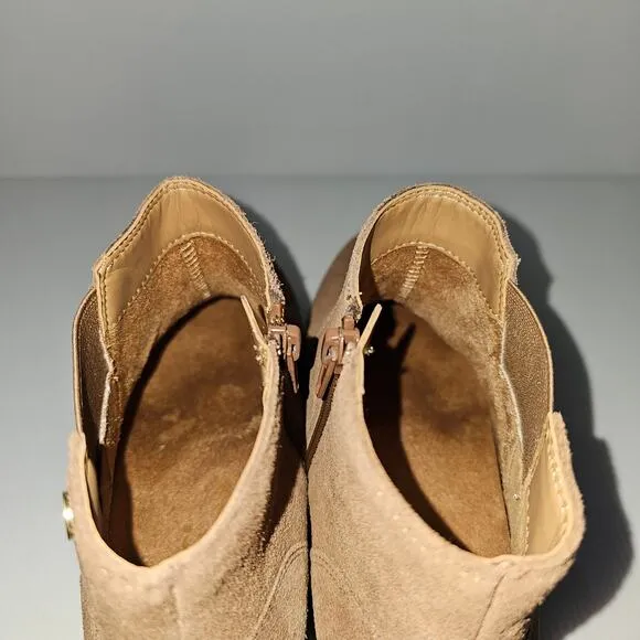 Vionic Finn Ankle Bootie Western Water Repellent Hazelnut Brown Suede Size 9.5