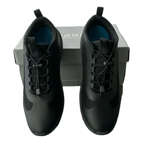 Vionic Guinn Shoes Sneakers Black Waterproof Ripstop Bungee Lace Women’s Size 7