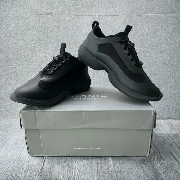 Vionic Guinn Shoes Sneakers Black Waterproof Ripstop Bungee Lace Women’s Size 7