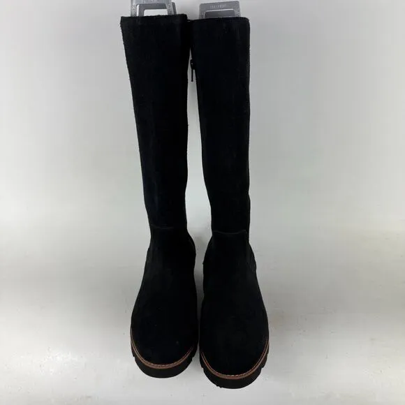Vionic Gwen Women's 8.5 Black Suede Knee-High Boots Waterproof Round Toe