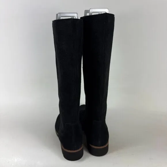 Vionic Gwen Women's 8.5 Black Suede Knee-High Boots Waterproof Round Toe