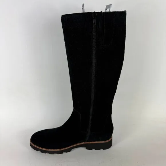Vionic Gwen Women's 8.5 Black Suede Knee-High Boots Waterproof Round Toe