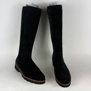 Vionic Gwen Women's 8.5 Black Suede Knee-High Boots Waterproof Round Toe