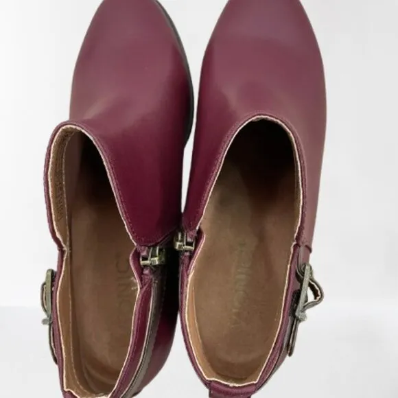 VIONIC NWOT Joy Millie Orthotic Wine Leather Ankle Boots Size 8.5