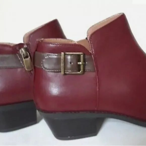VIONIC NWOT Joy Millie Orthotic Wine Leather Ankle Boots Size 8.5