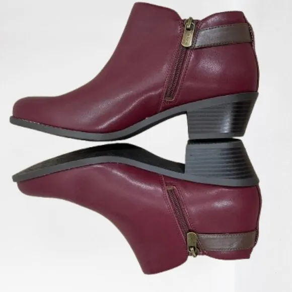 VIONIC NWOT Joy Millie Orthotic Wine Leather Ankle Boots Size 8.5