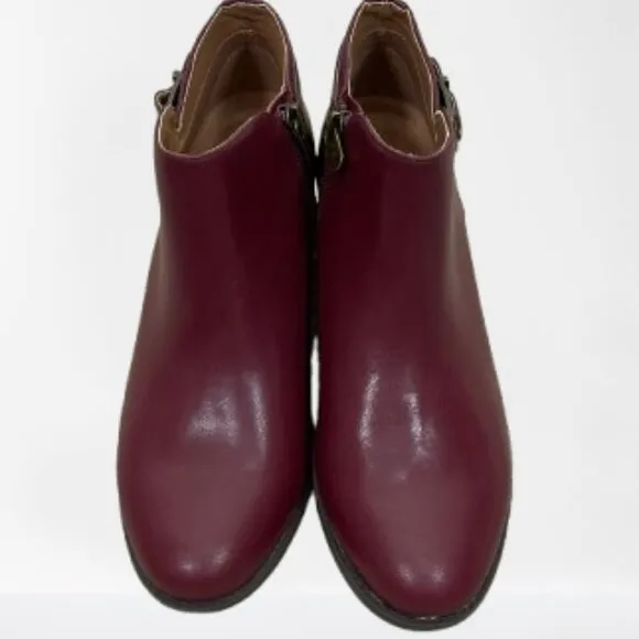VIONIC NWOT Joy Millie Orthotic Wine Leather Ankle Boots Size 8.5