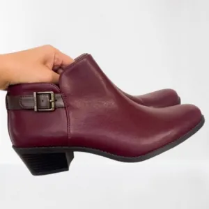 VIONIC NWOT Joy Millie Orthotic Wine Leather Ankle Boots Size 8.5