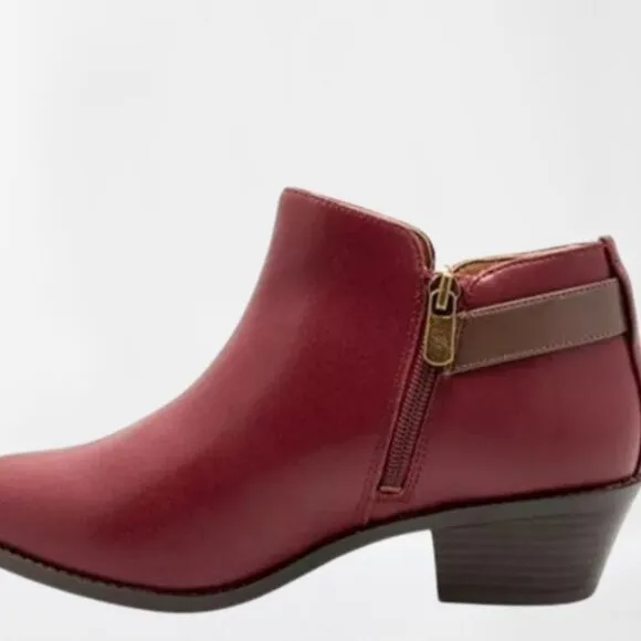 VIONIC NWOT Joy Millie Orthotic Wine Leather Ankle Boots Size 8.5
