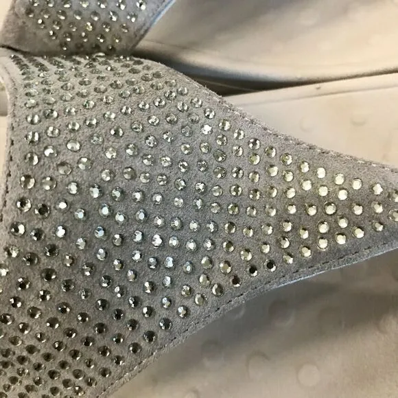 Vionic Pacific Naples Gray Rhinestone Platform Flip Flop Thong Sandals Women 11