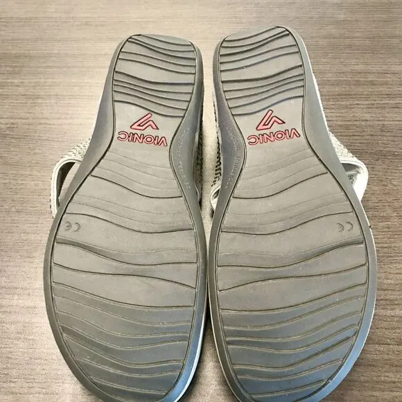 Vionic Pacific Naples Gray Rhinestone Platform Flip Flop Thong Sandals Women 11