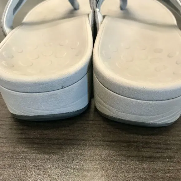 Vionic Pacific Naples Gray Rhinestone Platform Flip Flop Thong Sandals Women 11