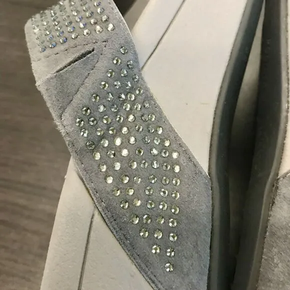 Vionic Pacific Naples Gray Rhinestone Platform Flip Flop Thong Sandals Women 11
