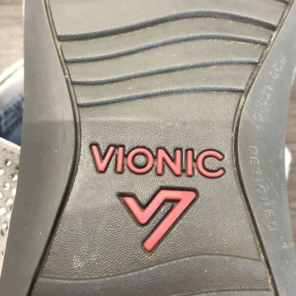 Vionic Pacific Naples Gray Rhinestone Platform Flip Flop Thong Sandals Women 11