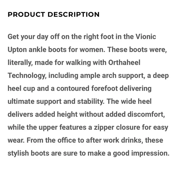 VIONIC uptown tan leather ankle boot size 7.5