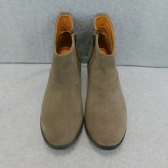 Vionic Women's Joy Zadie Ankle Boot Suede Griege Taupe Tan Block Heel Size 9.5