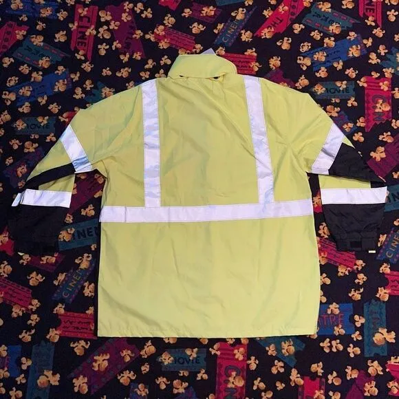 Visibility Enhanced Apparel 3M Scotchlite Waterproof Hidden Hood Jacket / Size L