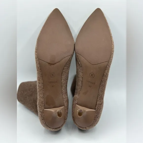 Vivaia Pointed-Toe Wool Ankle Heel Booties Size 42
