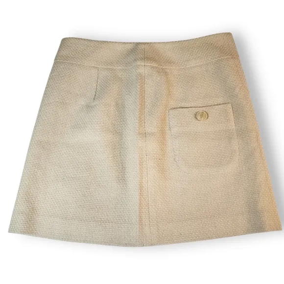 Vivienne Tam Textured Wool Beige Mini Skirt Size 8