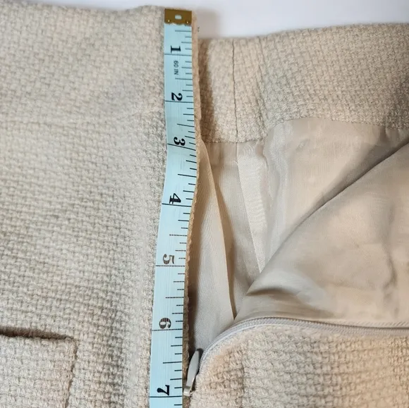 Vivienne Tam Textured Wool Beige Mini Skirt Size 8
